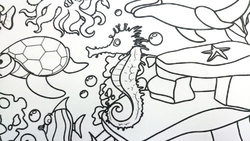 ⁦Coloring Mat + 12 Coloring Pen - Sea⁩ - الصورة ⁦4⁩